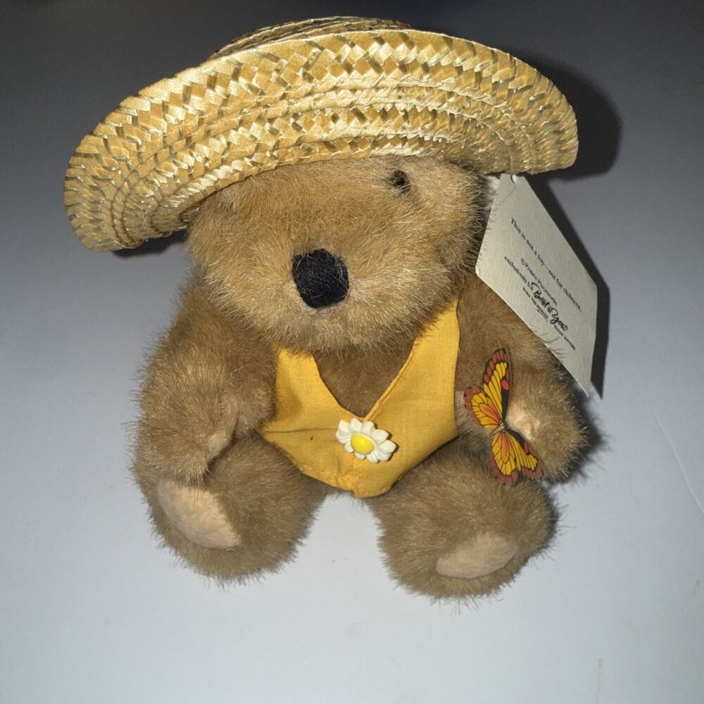 "Vintage 1993 Prairie Pieceworks HOPE Teddy Bear with Tag Butterfly Best To You"
